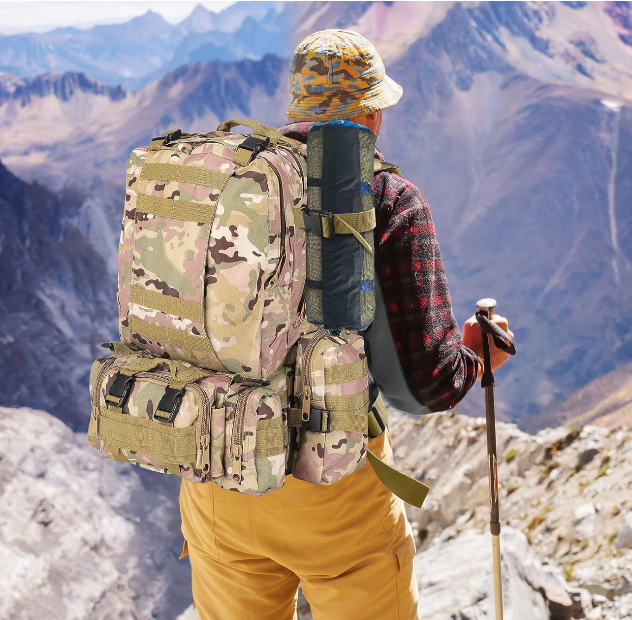 Militaire Rugzak van Power4Ukraine – 55L – Waterdicht – Camo – Met MOLLE-systeem