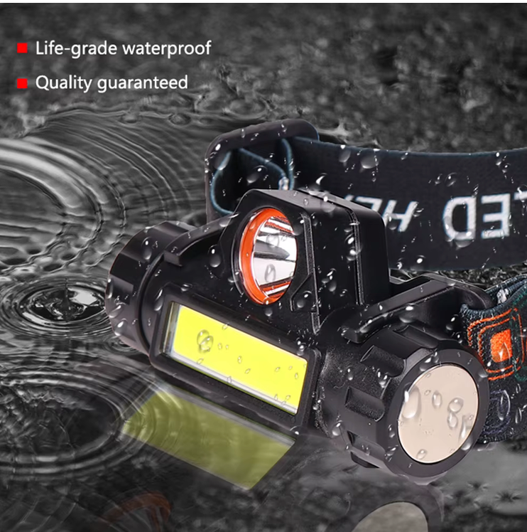 Oplaadbare hoofdlamp voor outdoor en camping – USB, 3W COB LED