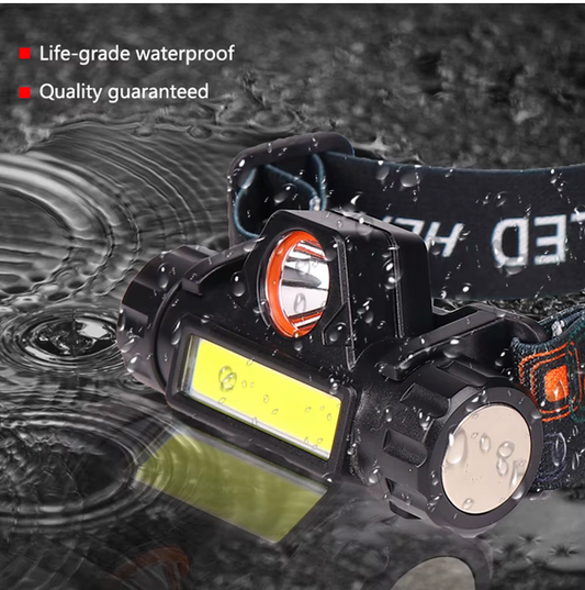 Oplaadbare hoofdlamp voor outdoor en camping – USB, 3W COB LED