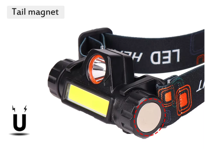 Oplaadbare hoofdlamp voor outdoor en camping – USB, 3W COB LED