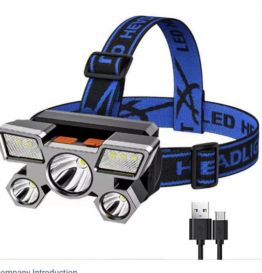 Oplaadbare LED hoofdlamp met 90° hoek – USB, tactisch werklicht