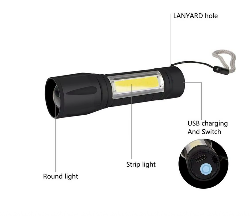 Compacte LED werklamp voor noodsituaties en survival – USB