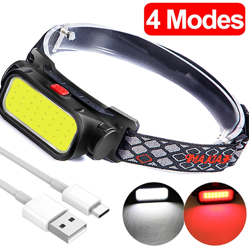 Rechargeable LED headlamp for camping, repair, emergency use